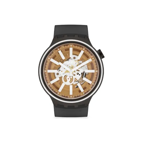 SWATCH Big Bold Collection Кварцевый механизм Унисекс Часы 47 мм Желтый Циферблат Часы Пластиковый Корпус Часы Силиконовый Ремешок