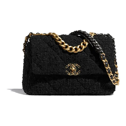 CHANEL 19Bag Твидовая сумка сумка через плечо сумка на плечо большая женская черная