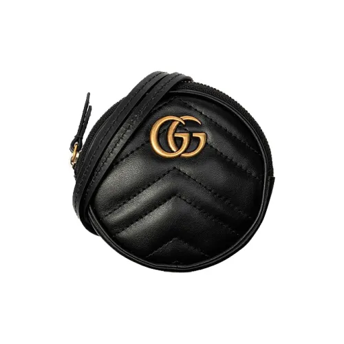GUCCI Marmont Quilted Кожа Ожерелье Сумочка для украшений Украшение Мелочь Кошелек Женские Черный