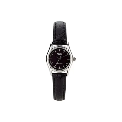 CASIO Standard Series Кварцевый механизм Кожаный ремешок Часы Женские Черный циферблат