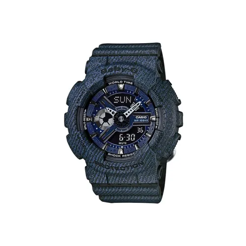 CASIO Baby Denim Theme Collection Кварцевый механизм Смольный ремешок Часы Женские Часы Синий циферблат BA 110DC 2A1