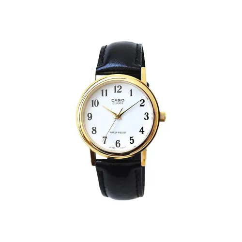 CASIO Кварцевый механизм ремень из натуральной кожи мужские часы белый циферблат