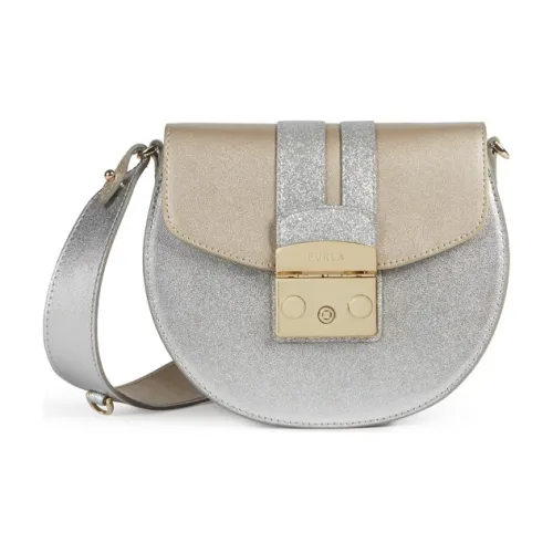Furla Metropolis Collection Телячья кожа Сумка через плечо Мини Женская Металлик