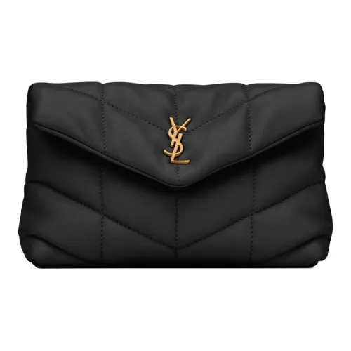 SAINT LAURENT LOULOU Lambskin Makeup Bag Cloud Bag Pillow Bag Clutch Small Women's Black SAINT LAURENT LOULOU Сумка из овечьей кожи Облачная сумка Сумка-подушка Клатч Маленький Женский Черный