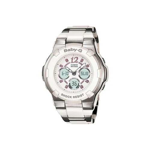 CASIO Детские часы Кварцевый механизм Смола Нержавеющая сталь Ремешок Часы для женщин Белый циферблат