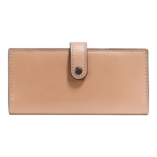 COACH Трехсекционный кошелек из дубленой кожи женский абрикосовый