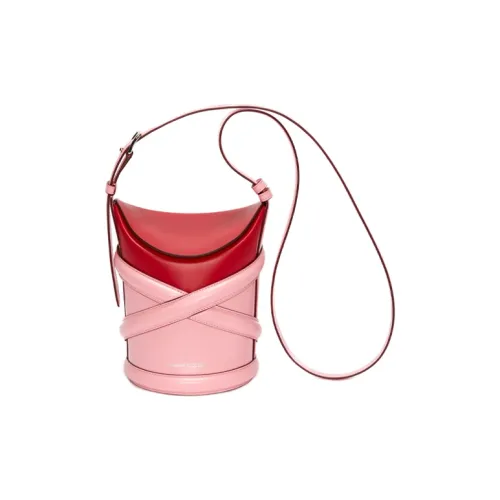 Alexander McQueen THE CURVE BAG Телячья кожа Ведрообразная сумка Сумка через плечо Женская Розовая