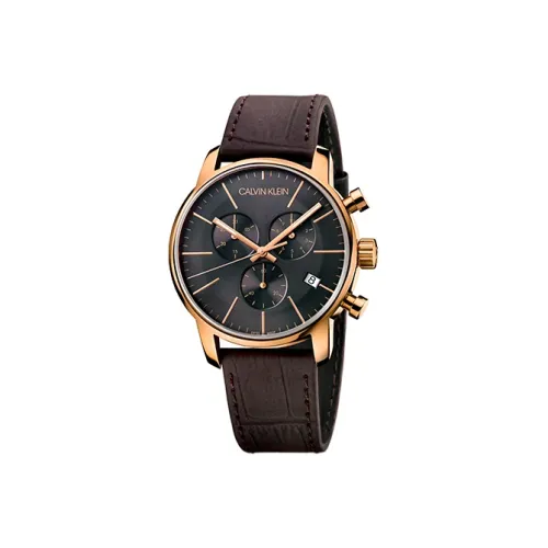 CK Calvin Klein CK Quartz Городской Наручные часы Кварцевый механизм Кожаный ремешок Черный циферблат Мужские часы K2G276G3