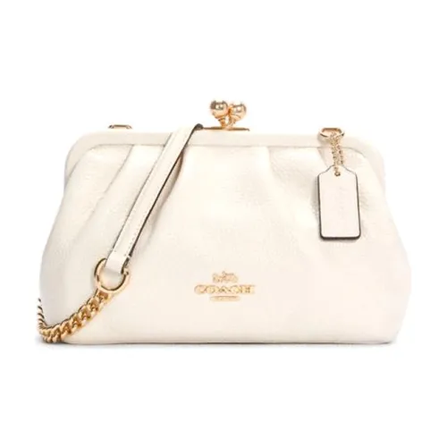 COACH Kisslock Кожа Облачная Сумка Сумка через плечо Сумка на плечо Женская Чисто Белая
