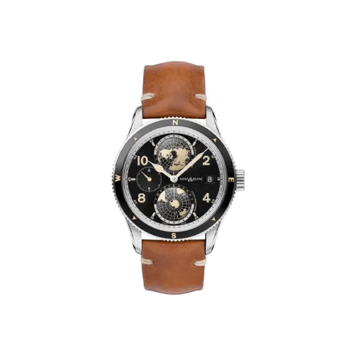 MONTBLANC Автоматический Механический Часы Мужские 42 мм Черный Циферблат Корпус из Нержавеющей Стали Кожаный Ремешок