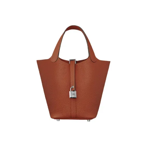 HERMES Picotin Lock Bullock Кожа Корзина Сумка Ведрообразная Сумка Сумка 18 Женская Paulownia Красная