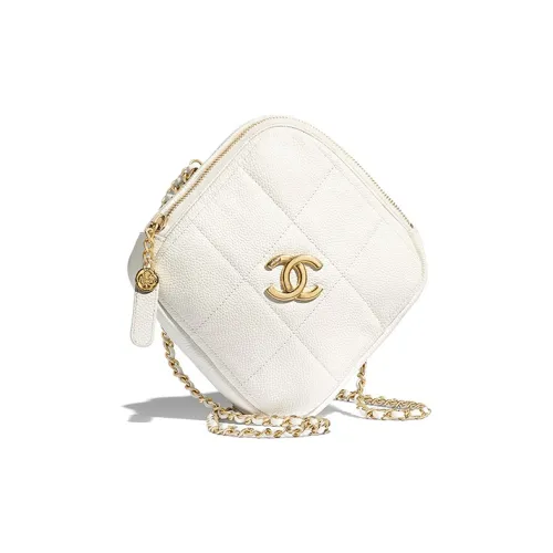 CHANEL Икорный Корова Кожа Ромб Бананка Маленький Унисекс Белый