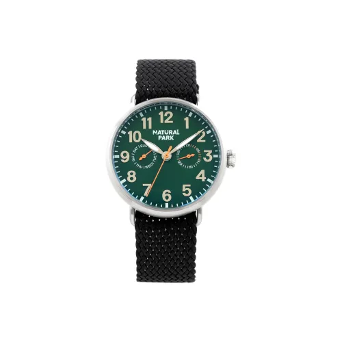NATURAL PARK Indicator Collection Кварцевый механизм Холст Ремешок Часы Мужские Зеленый Циферблат Np1304