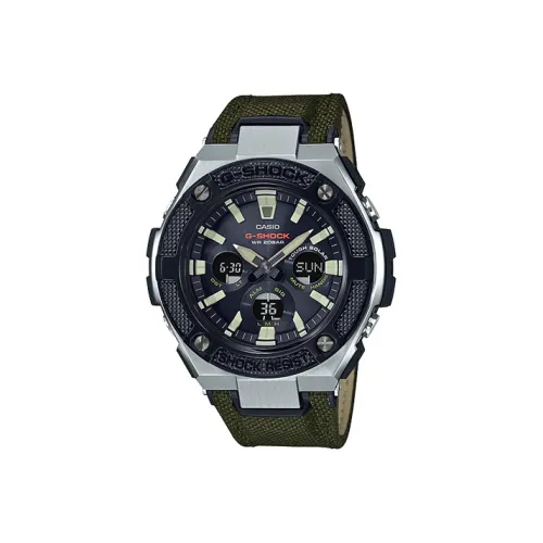 CASIO г Steel Collection S Dual Display Кварцевый механизм Ткань Ремень Часы Мужские Черный циферблат GST S330AC 3A