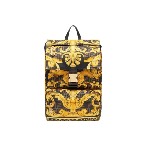 FENDI VERSACE Коллаборация Нейлоновый Рюкзак Средний Мужской Черный