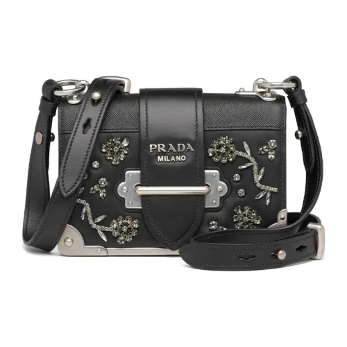 PRADA Cahier Телячья кожа Сумка через плечо Женская Черная