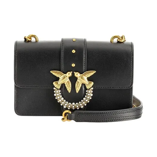 PINKO Коровья кожа Bird Сумка Swallow Сумка Сумка через плечо Мини Женская Черный Золотой