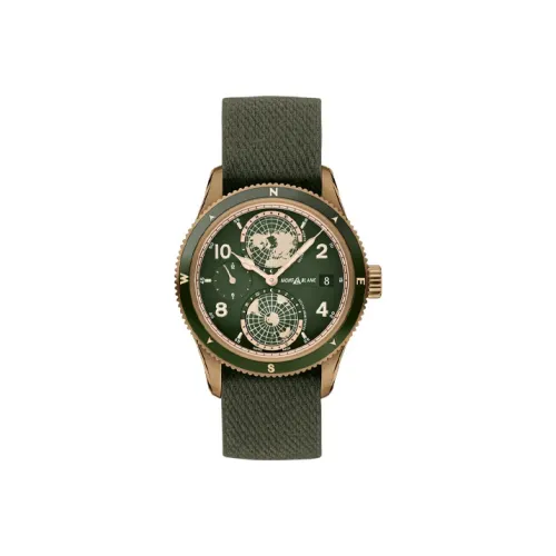 MONTBLANC Автоматический Механический Часы Мужские 42 мм Зеленый Циферблат Бронзовый Корпус Часы Ткань Ремешок