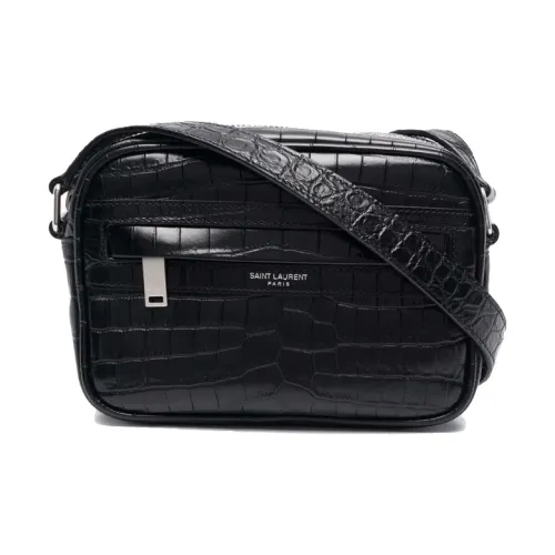 SAINT LAURENT Корова Кожа Camera Сумка Сумка через плечо Маленькая Мужская Черная