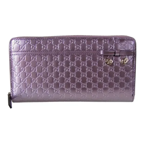 GUCCI Кожа Длинный Кошелек на молнии Женский Фиолетовый