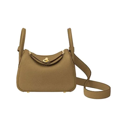 HERMES Lindy Taurillon Clemence Коровья кожа Сумка Сумка через плечо Сумка через плечо Мини Женская 4B Печенье Цвет печенья