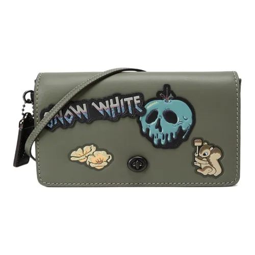 COACH Disney X Белоснежка Коллаборация Dinky Кожа Сумка через плечо Средняя Женская Армейский зеленый