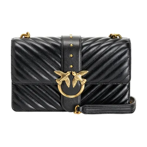 PINKO Quilt Кожа Swallow Сумка Сумка через плечо Женская Черная