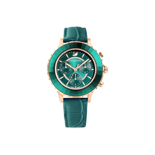 Swarovski SwarovskiOctea Lux Chrono Наручные часы Кварцевый механизм Кожаный ремешок Зеленый циферблат Женские часы
