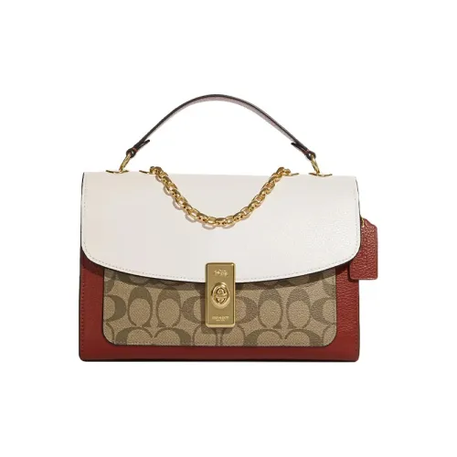 COACH Lane Коровья кожа Сумка Сумка через плечо Сумка через плечо Средняя Женская Светлый хаки и Белый