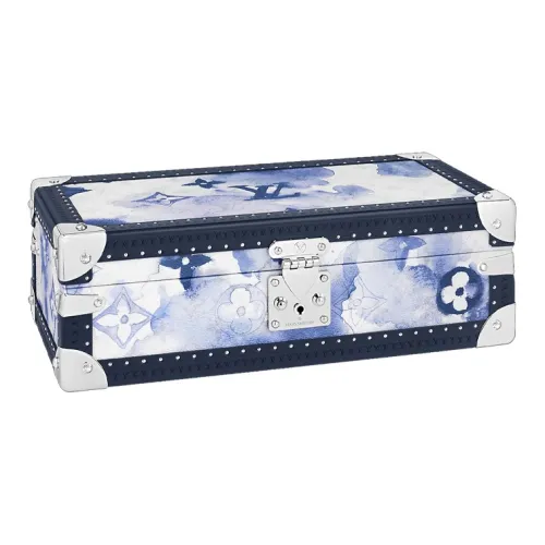 LOUIS VUITTON Летний комплект Кожа Наручные часы Коробка 8 Meter Твердый чехол Хранение Коробка Унисекс Синий