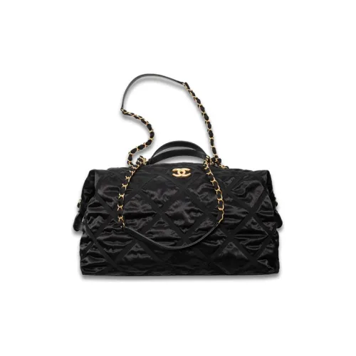 CHANEL Нейлон Одно Плечо Сумка Экстра-Большая Женская Черная