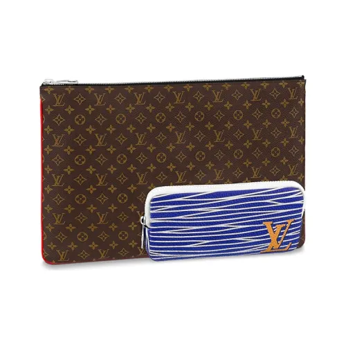 LOUIS VUITTON Кожа Ручная Сумка для туалетных принадлежностей Унисекс Пэчворк Коричневый с монограммой