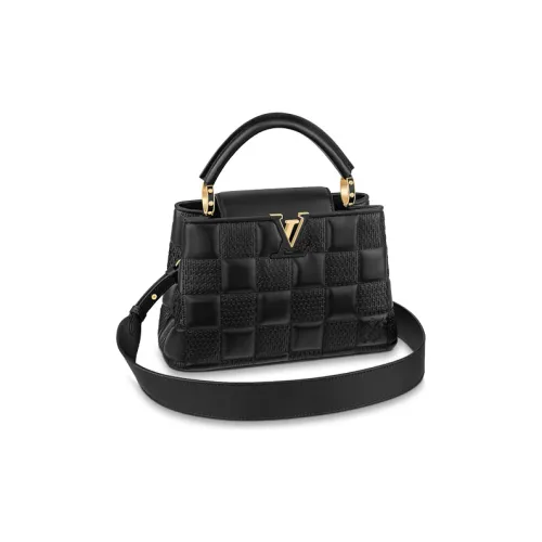 LOUIS VUITTON Capucines Лоскутное шитье Овчина Сумка Сумка через плечо Женская Черная