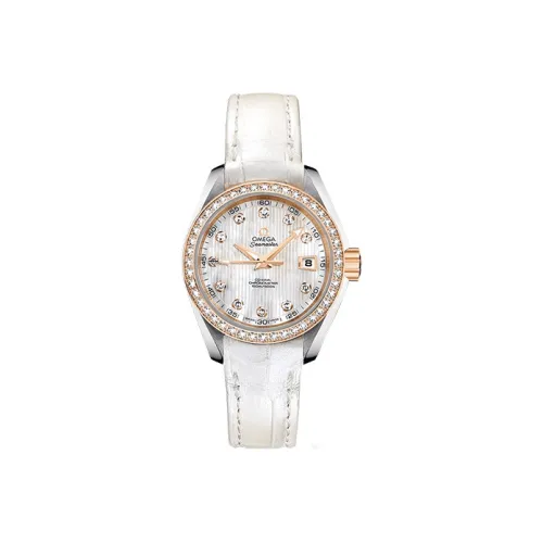 Омега Автоматический механический механизм Женские AQUA TERRA 150 метров Часы 30MM Жемчужная раковина Цвет