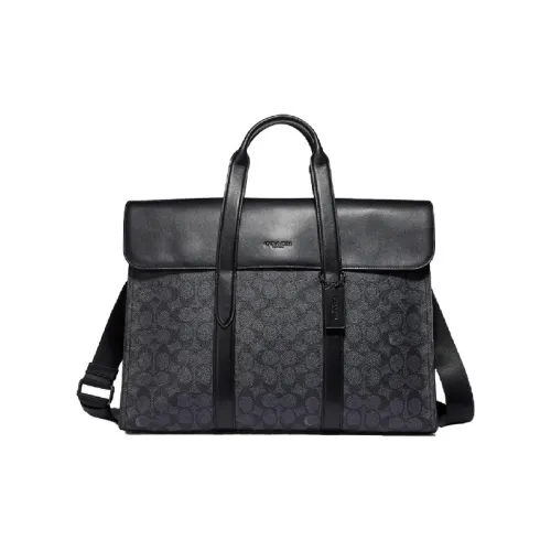 COACH Metropolitan Canvas Leather Сумка через плечо большая мужская угольно-черная