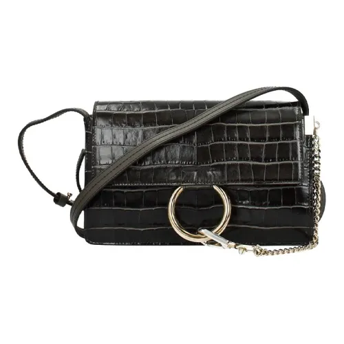 Chloe Крокодил Тисненая кожа Сумка через плечо Женская Черная