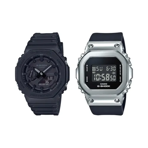 CASIO Парные часы Коллекция GM GM Кварцевый механизм Часы Унисекс Черный циферблат GA 2100 1A1+GM S5600 1ER