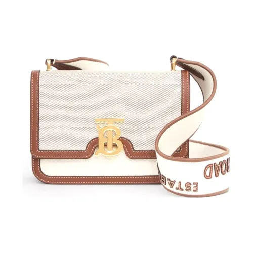 Burberry Horseferry Хлопок Холст Кожа Комбинированная Сумка через плечо Маленькая Женская Архив Бежевый Коричневый