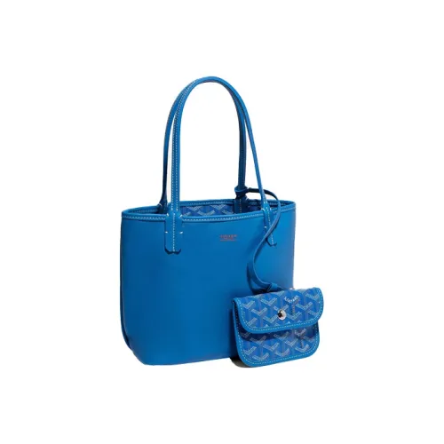 GOYARD Anjou Холст Телячья Кожа Сумка Холст Сумка Тоут Сумка Тоут Сумка Сумка для покупок Сумка Комбинированная Сумка Женская Небесно-голубая