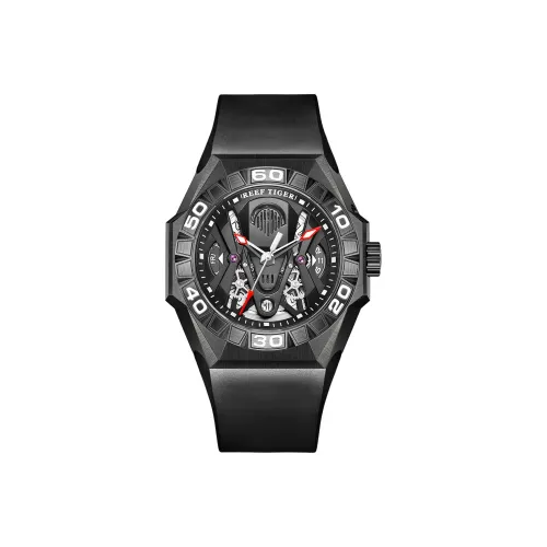 REEF TIGER Black Shark Collection Автоматический Механический Механизм Часы Мужские Черный Циферблат RGA6922 BBR