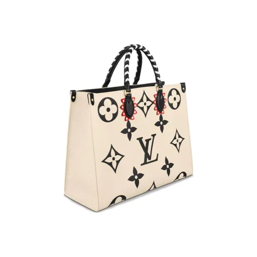 LOUIS VUITTON ONTHEGO Кожа Jungle Сумка Тоут Сумка Сумка для покупок Сумка Сумка через плечо Большая Женская Молочно-белая