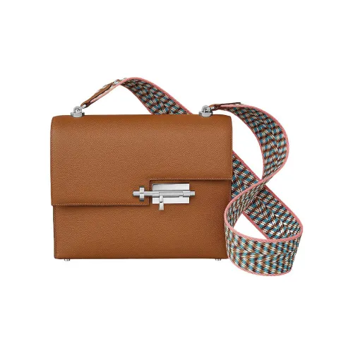 HERMES Verrou Epsom Телячья кожа с цветным холстом Verrou Сумка Сумка через плечо Стандартная Женская Золотисто-белая