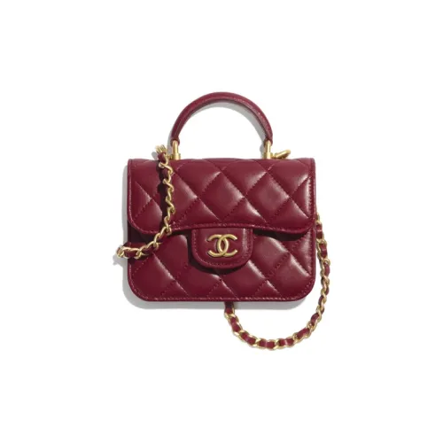 CHANEL 21B Fall Овчина Сумка с клапаном Монетница Сумка через плечо Женская Бургунди