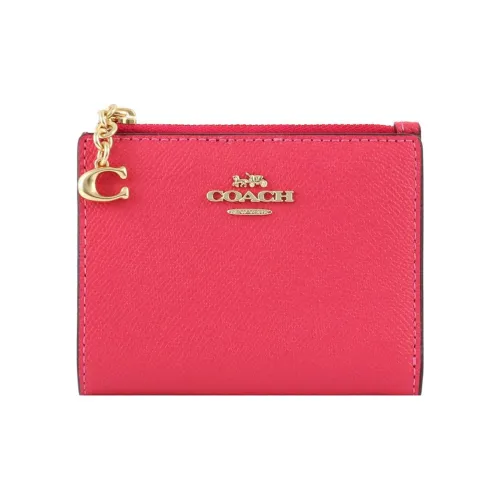 COACH Card Case Кожа Монетница Кошелек Кошелек Держатель для карт Маленький Женский Фуксия