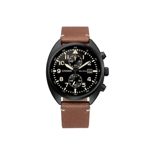 CITIZEN Ecology Drive Collection Светильник Кварцевый механизм Естественная кожа Ремешок Часы Мужские Черный циферблат