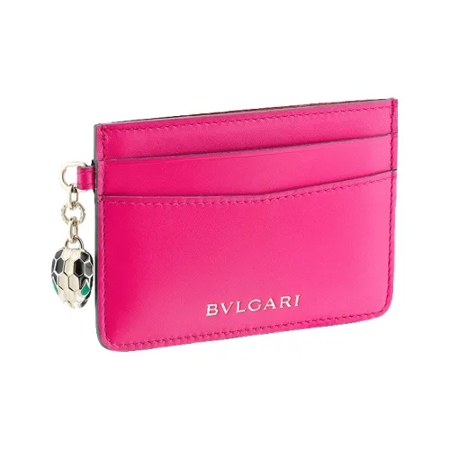 BVLGARI Serpenti Forever Series Телячья кожа Держатель для карт Женские Блестящий Аметистовый цвет