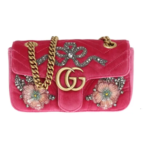 GUCCI GG Marmont Quilted Бархат Сумка через плечо Мини Женская Розовая