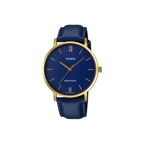 CASIO Standard Series Кварцевый механизм Кожаный ремешок Часы Мужские Синий циферблат