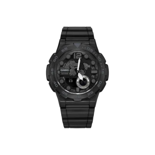 CASIO YOUTH Collection Аналоговый Цифровой дисплей Кварцевый механизм Смольный ремешок Часы Мужские Черный циферблат