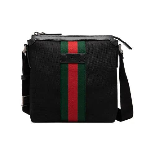 GUCCI Canvas с кожаными вставками холщовая сумка курьерская сумка сумка через плечо мужская черная